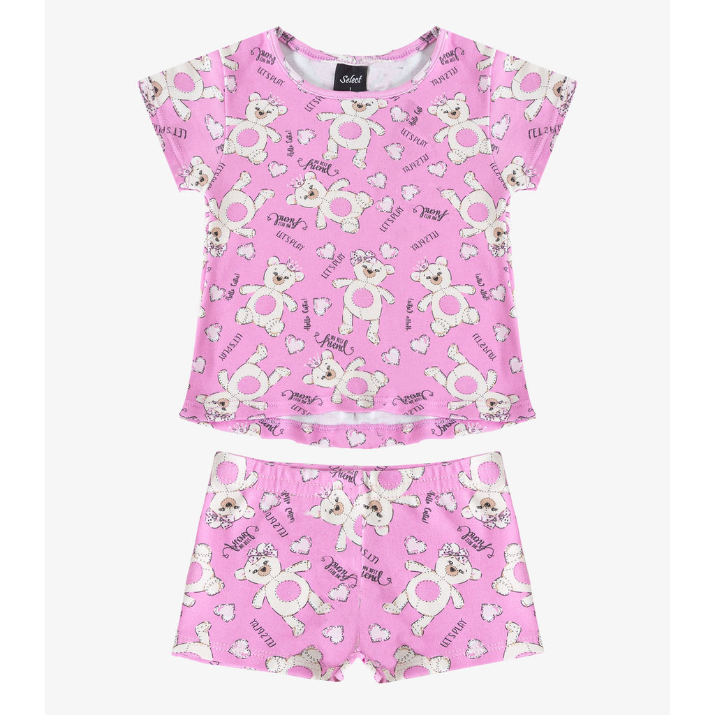 Conjunto Infantil Blusa com Shorts Select Rosa em Oferta na Shopee
