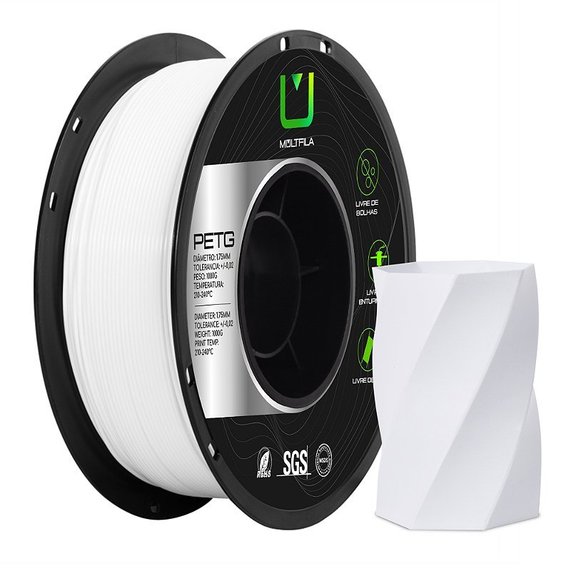 Filamento MultFila Impressora 3D PETG Branco 1kg