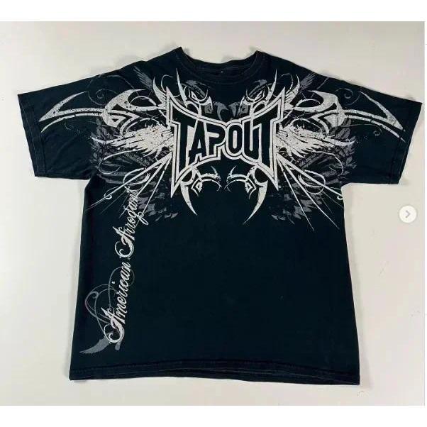 Camiseta Moderna E Personalizada De Algodão Puro Tapout Y2K hip-hop Carta oversized Estampada casual Gola Redonda Meia M em Oferta na Shopee