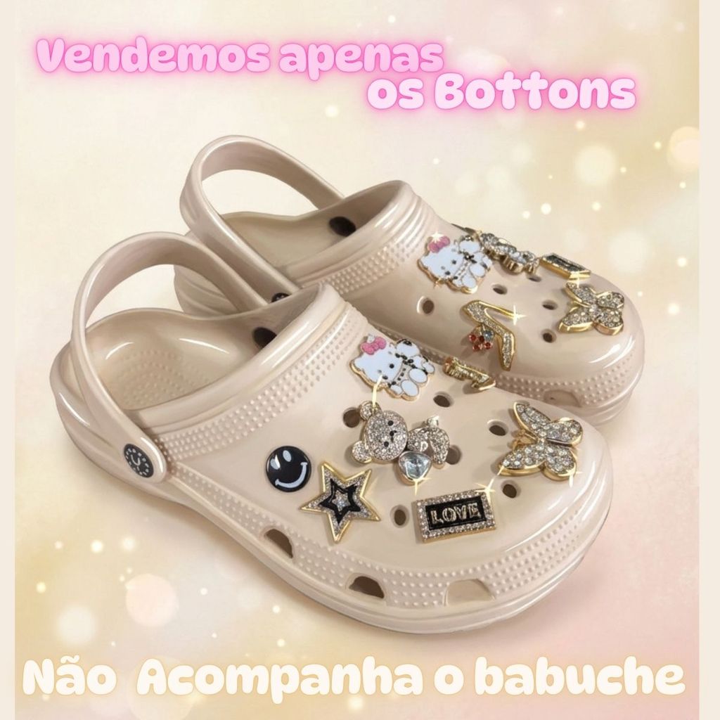 12 Bottons Pins Acessórios ABS para decorar Babuche Strass Luxo