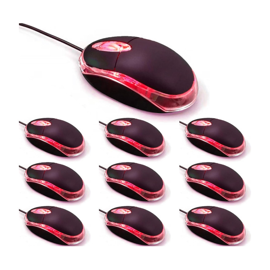Kit Mini Mouse USB Com Fio 5 a 10 Unidades 1000 DPI Óptico Compacto Para Escritório Notebook PC