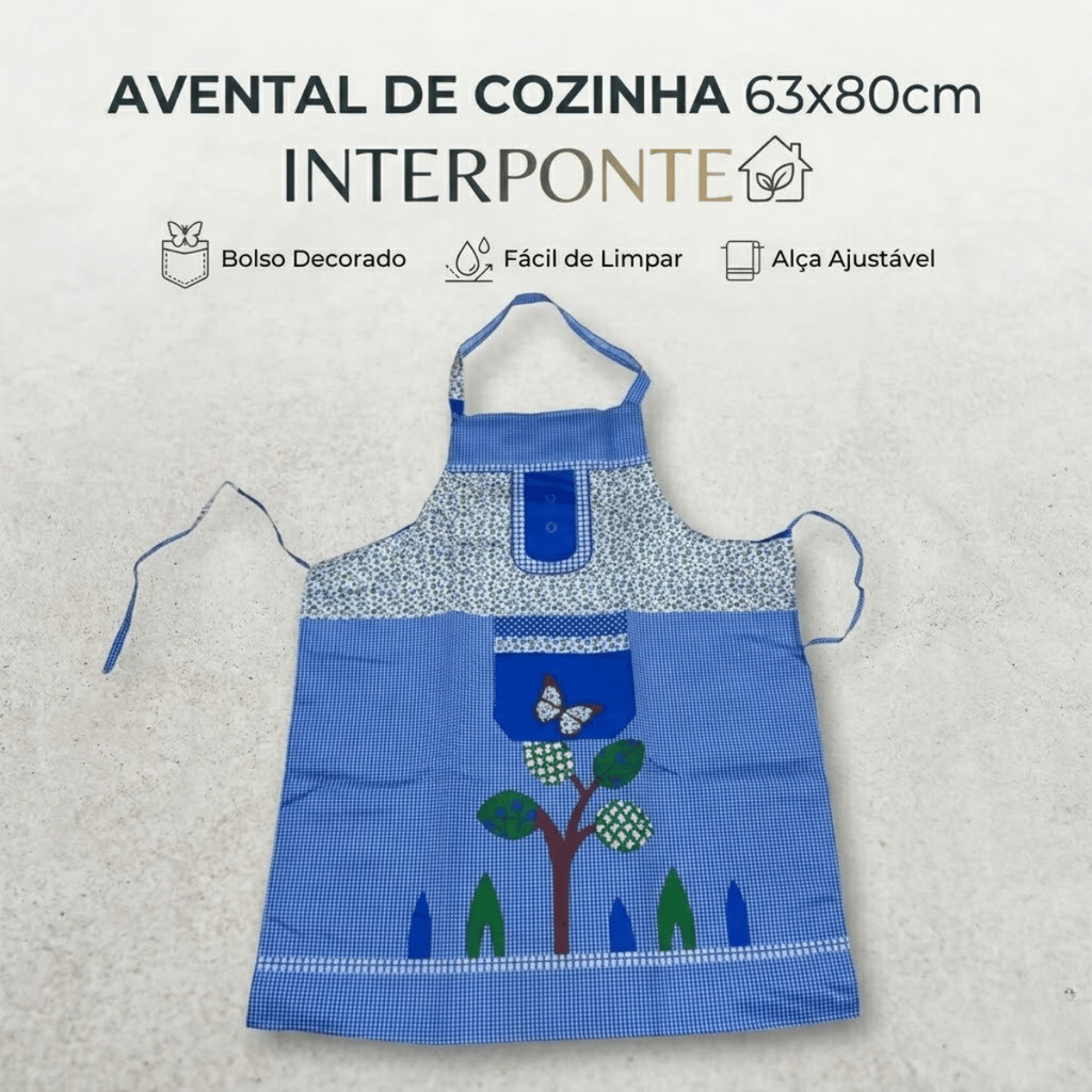 Avental de Cozinha 63x80cm - InterPonte / Cozinha / Limpeza / Proteção / Chef