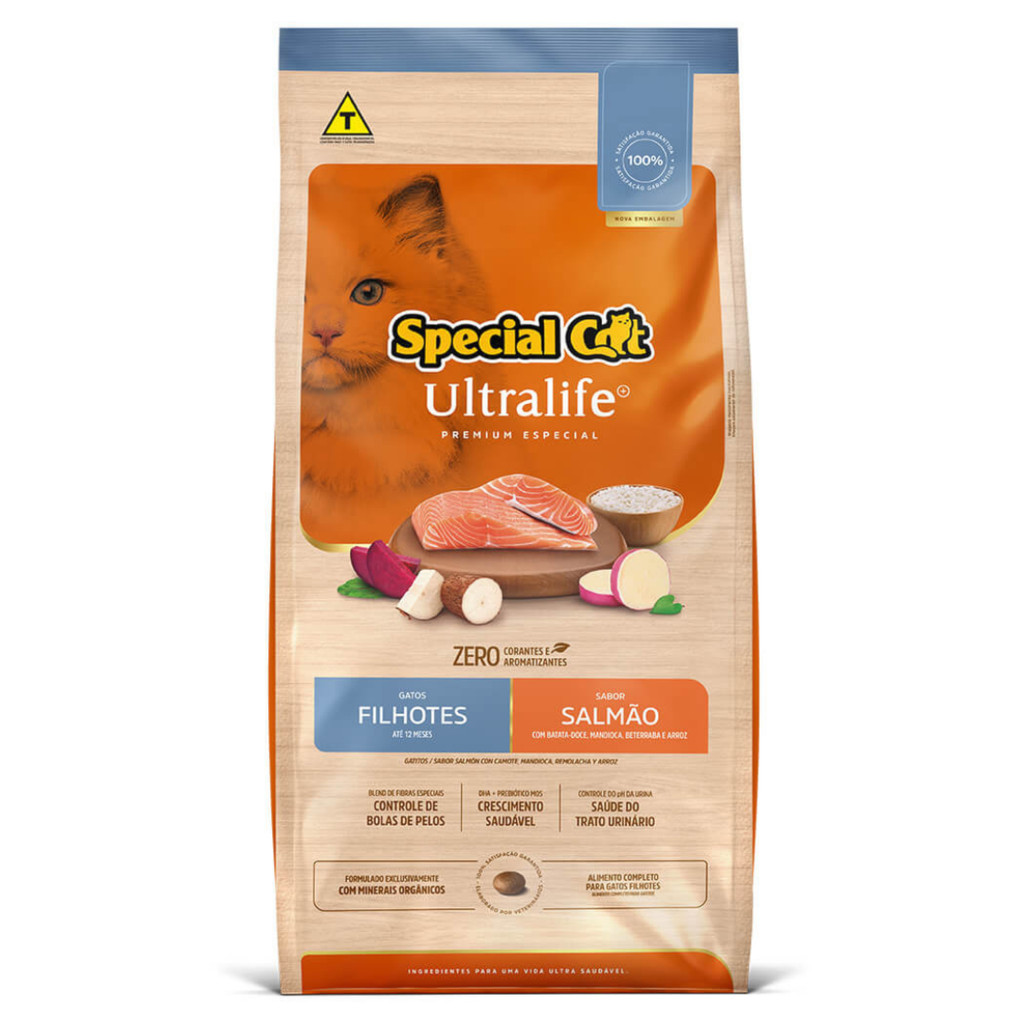 Ração Special Cat Ultralife Filhotes 3kg Sabor Salmão, Batata-Doce, Mandioca, Beterraba e Arroz