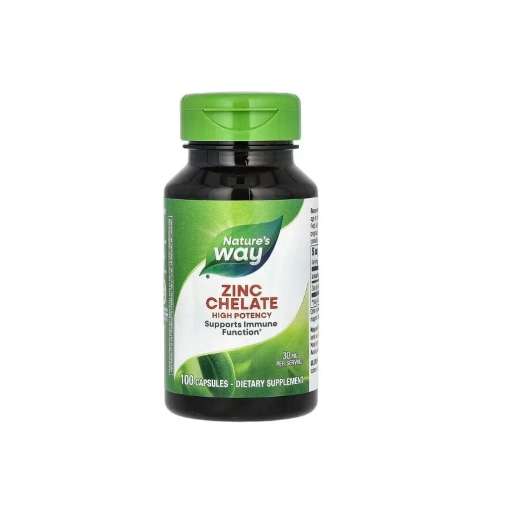 Zinco Quelato, 30 mg, 100 Cápsulas, Alta Potência, Suporte Imunológico - Nature's Way