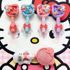 Escova de Cabelo Infantil Hello Kitty Almofadada Anti Frizz Pente Anime Com