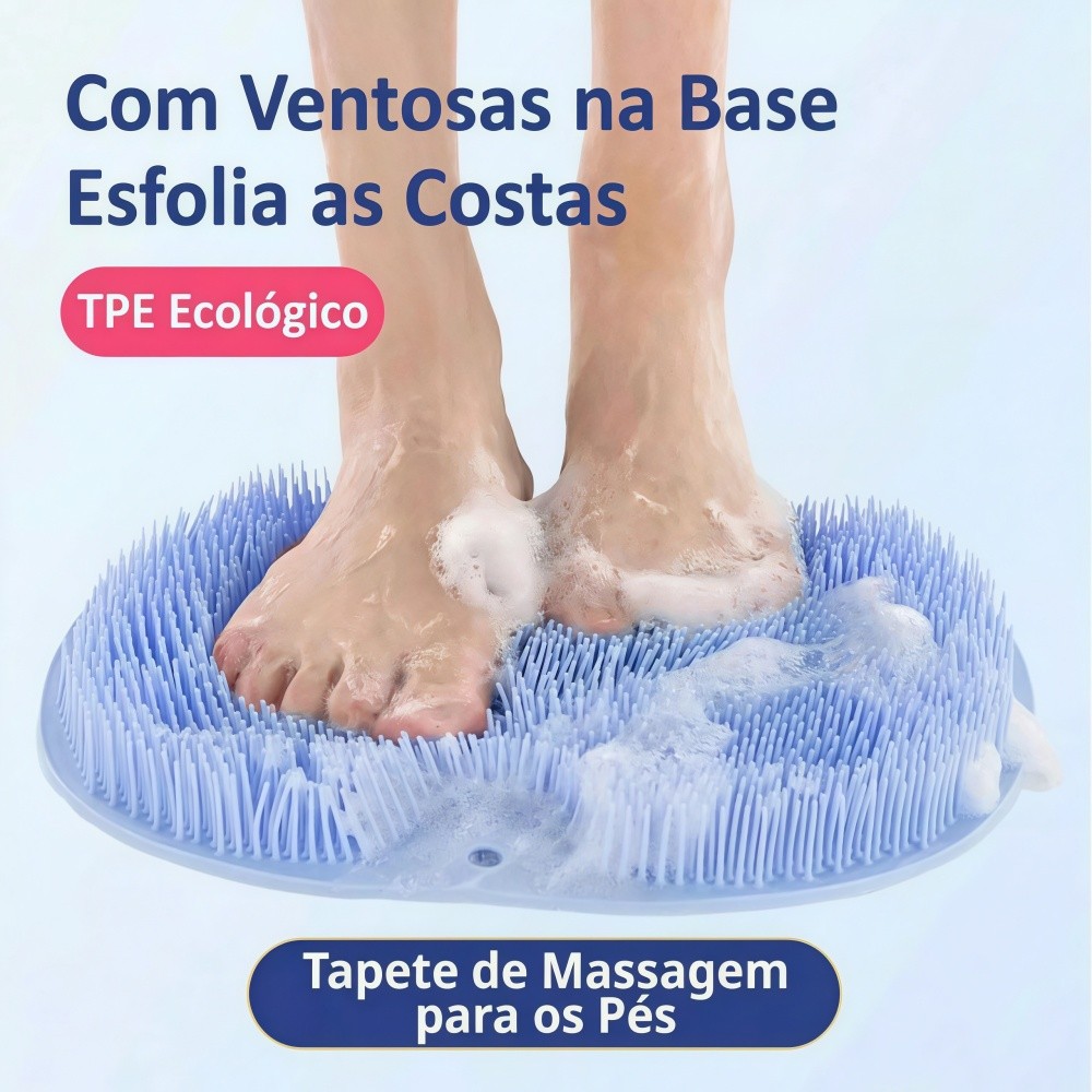 Escova Massageadora para Pés e Costas com Antiderrapante para Banheiro e Banheira, Chuveiro Prático – Envio Imediato