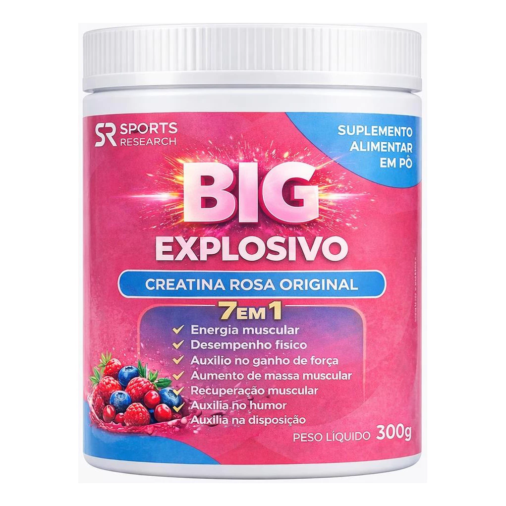 Creatina Rosa Big Explosivo 7em1 Energia E Força 300g Frutas Vermelhas