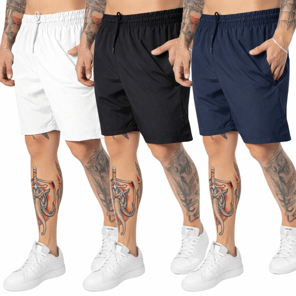 Short Mauricinho Tactel Com Elastano 2 Bolsos Laterais Básico Bermuda Esportiva Casual e Lazer
