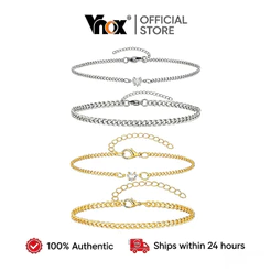 Vnox 2 Peças Pulseira De Casal Venda Quente Ins Simples Aço Inoxidável Coração Corrente Nicho Design Presente