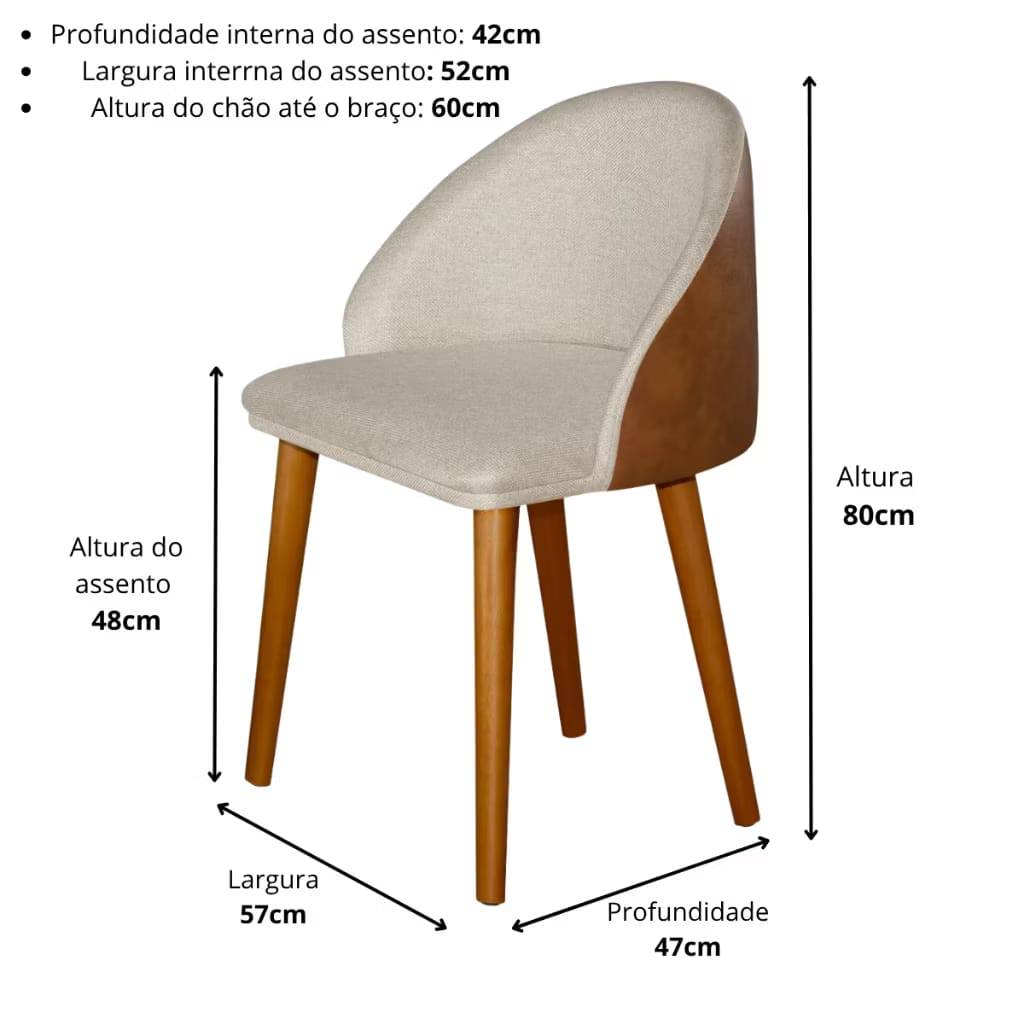 Detalhes do Kit 2 Cadeira Diamante Estofada Linho Moderna para Sala e Cozinha