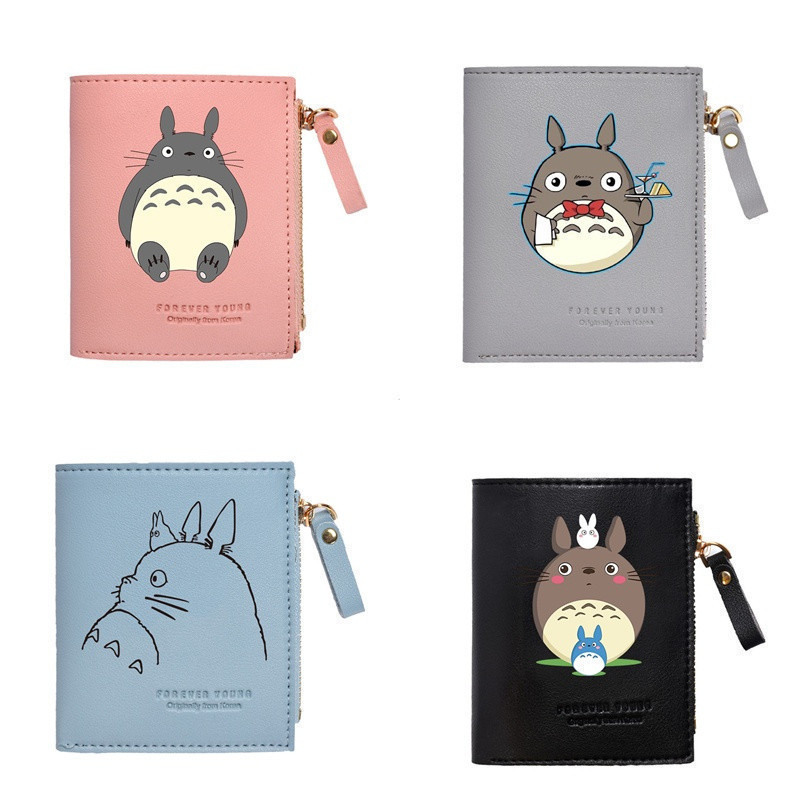 Carteira Feminina My Neighbor Totoro Porta-Cartões Estilo Curto Fofo Bolsa de Moedas Masculina 98SN