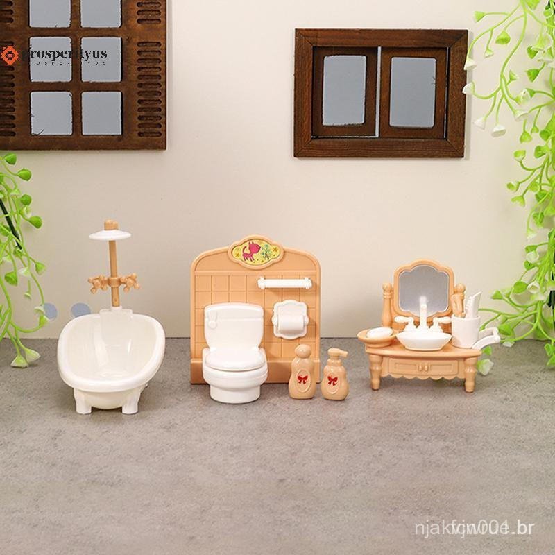 [prosperityus] 1 Conjunto 1 : 12 Casa De Bonecas Em Miniatura Banheira Pia Do Banheiro Móveis Modelo Decoração Brinquedo