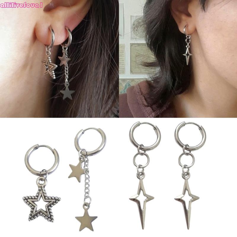allilivefoua1 Liga Oca Estrela Balançar Brincos Pendentes Argola Feminina Anéis Orelha