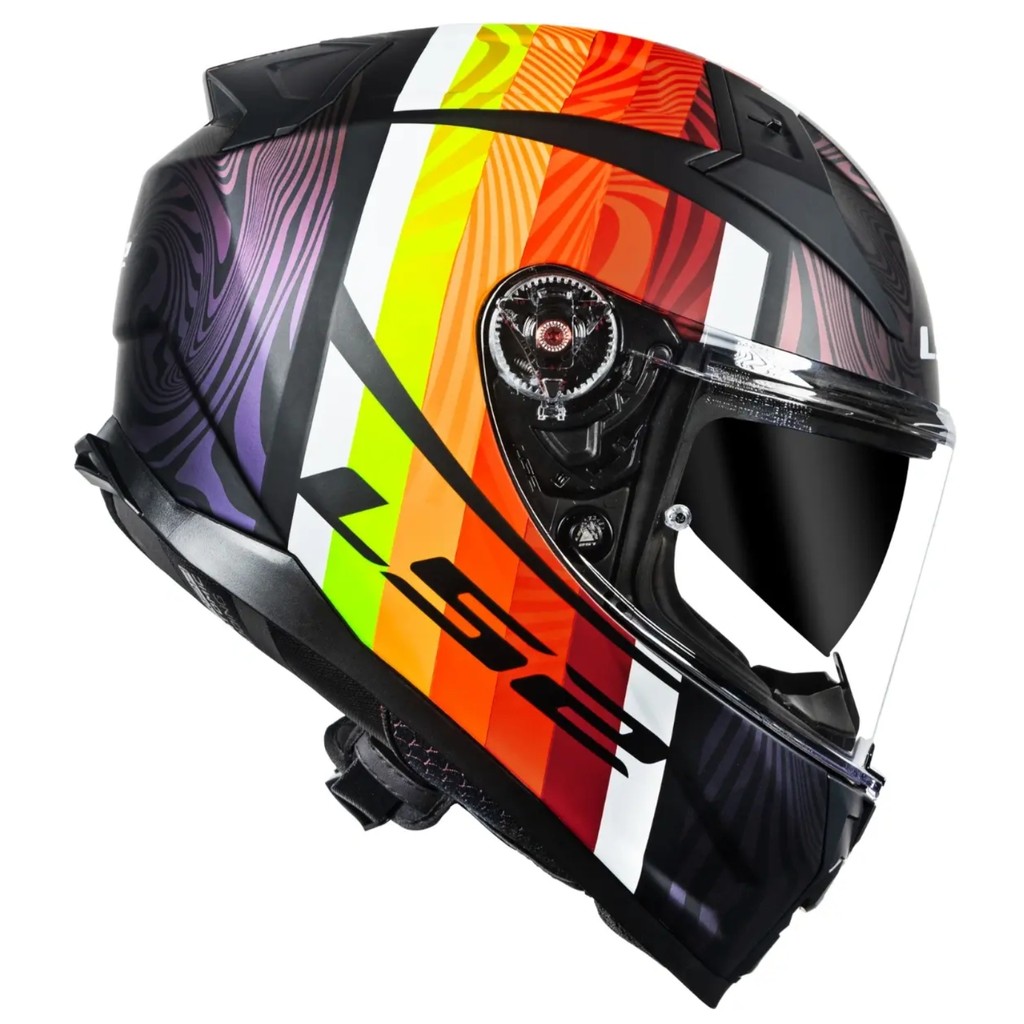CAPACETE MOTO LS2 FF811 VECTOR II FREEDOM PRETO FOSCO CAMALEÃO LARANJA AMARELO