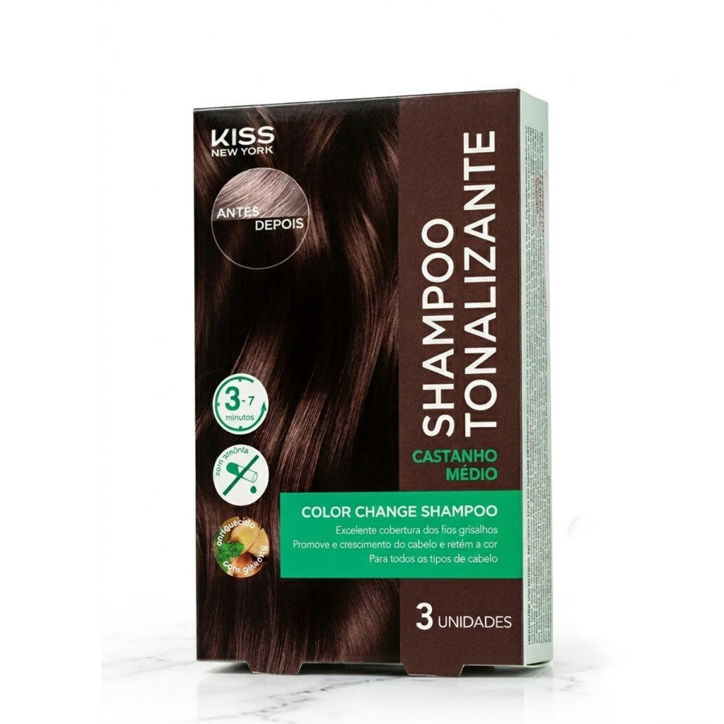 SHAMPOO TONALIZANTE VEGANO COM RAPIDA COLORAÇÃO CASTANHO MEDIO KNY