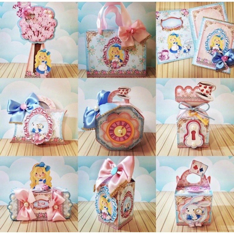 Caixinhas personalizadas, milk, cone lembrancinhas, decoração Kit de festa aniversário Alice no País das Maravilhas