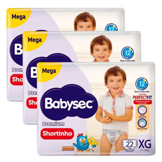 Kit 3 Fraldas Descartável Babysec Shortinho Mega XG - 66 Tiras em Oferta na Shopee