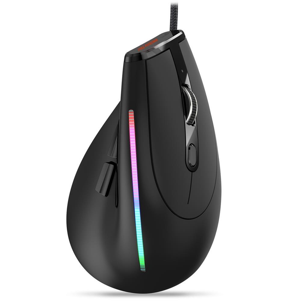 Mouse Vertical Ergonômico Com Fio Usb Com Led 9 Botões - D7