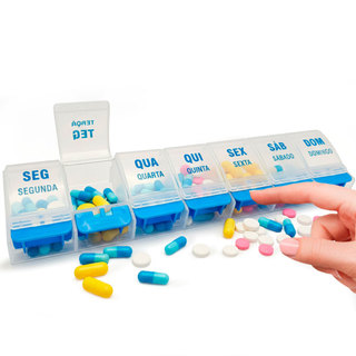 Porta Comprimido Remédio Caixa Mesa Capsula Estojo Com Trava Compartimento Grande Vitaminas Suplementos Organizador