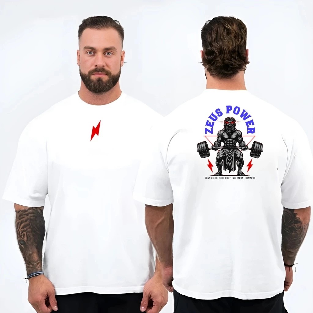 Camiseta Masculina Academia Zeus Power Lançamento 100% algodão Unissex Plus Size Oversized Premium - Estampaê