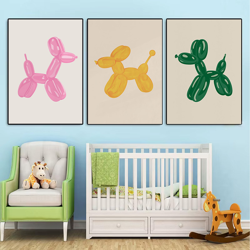 Balão Filhote De Cachorro Cartaz Bonito Simples Pintura Em Tela Arte Da Parede Para Quarto Do Bebê Das Crianças