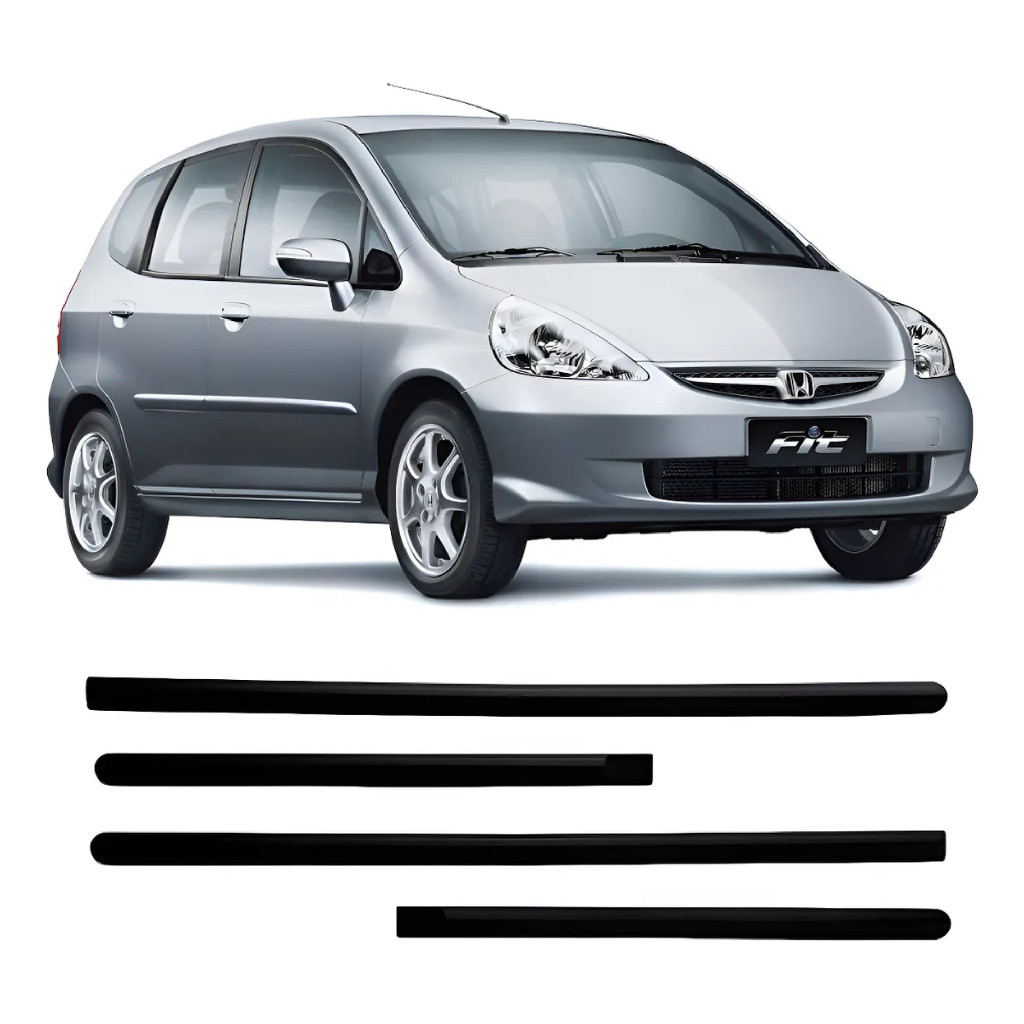 Friso Lateral Honda Fit E City Preto 2003 2004 A 2008 Preto