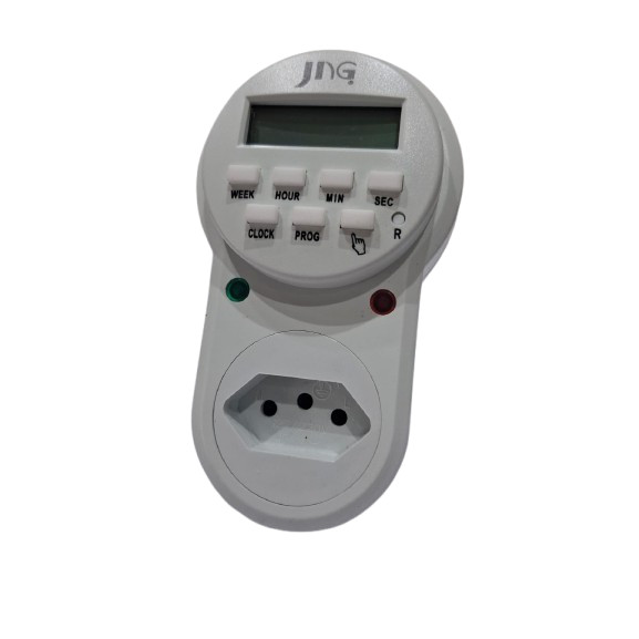 PROGRAMADOR HORÁRIO PLUG TOMADA - JC- JHDS - BIVOLT - (DIGITAL/PROGRAMAÇÃO DIARIA E SEMANAL) - (CX. LARGA)