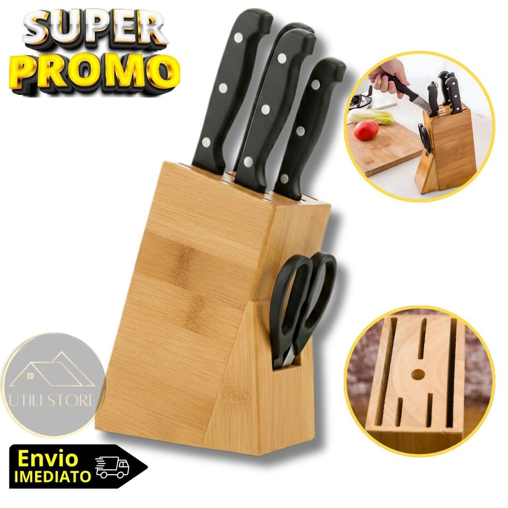 Porta Facas Bambu Cepo Organizador de Cozinha Bancada Faqueiro Madeira Até 5 Facas e Tesoura Cozinha em Oferta na Shopee
