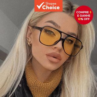 Óculos de sol retro com ponte dupla, armação grande simples, óculos resistentes aos raios UV, adequados para homens e em Oferta na Shopee