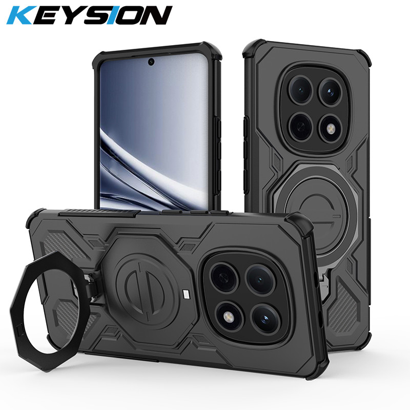 KEYSION Capa Magnética À Prova De Choque Para Xiaomi POCO M8 Pro 5G TPU + PC Vertical Anel De Metal Ao Vivo Suporte Tras