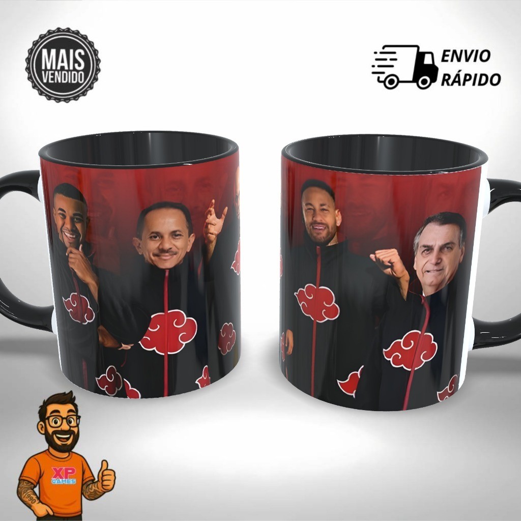 Caneca Exclusiva Akatsuki Meme Bolsonaro Manoel Neymar Alexandre Davi
