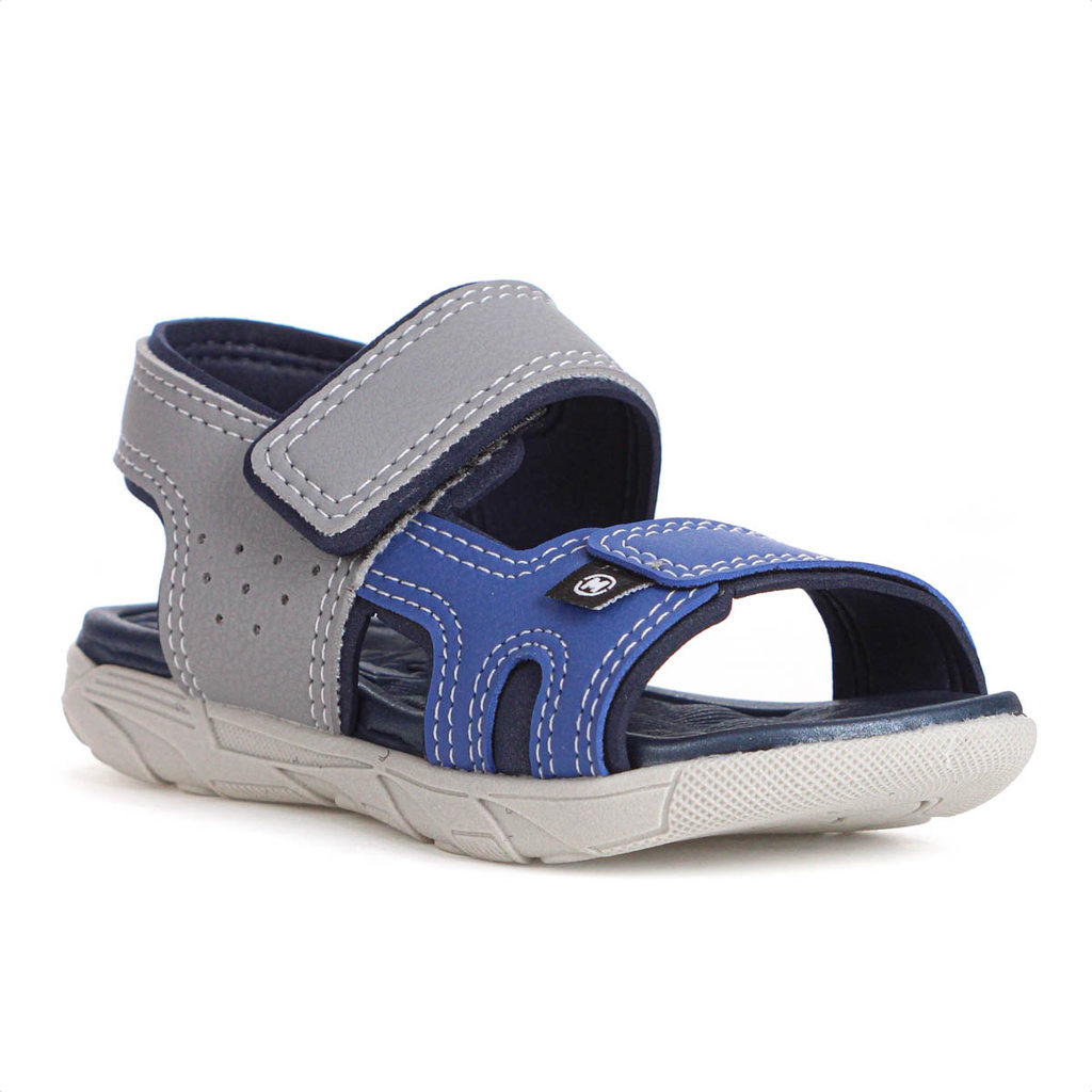Sandália Molekinho Casual Lisa Azul e Cinza - Infantil