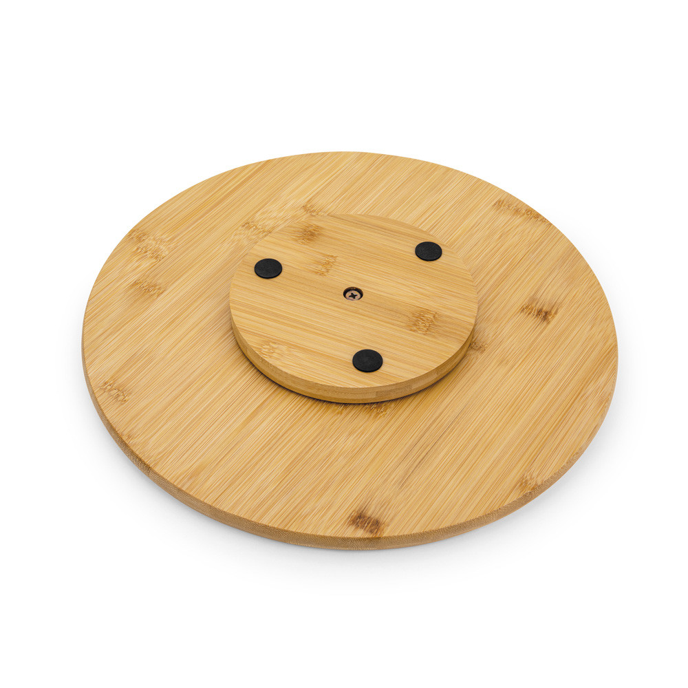 Tabua De Bambu Com Base Giratória Para Pizzas Petiscos Queijos Frios Molhos — imagem 2 de 2