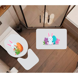 Tapete de Banheiro Páscoa Kit 3 Peças – Antiderrapante, Decorativo e Confortável (JOB P103) em Oferta na Shopee