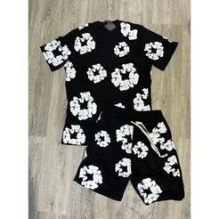 Conjunto Camiseta e Bermuda Streetwear Flores - Conjunto Perfeito Que Transborda Estilo!