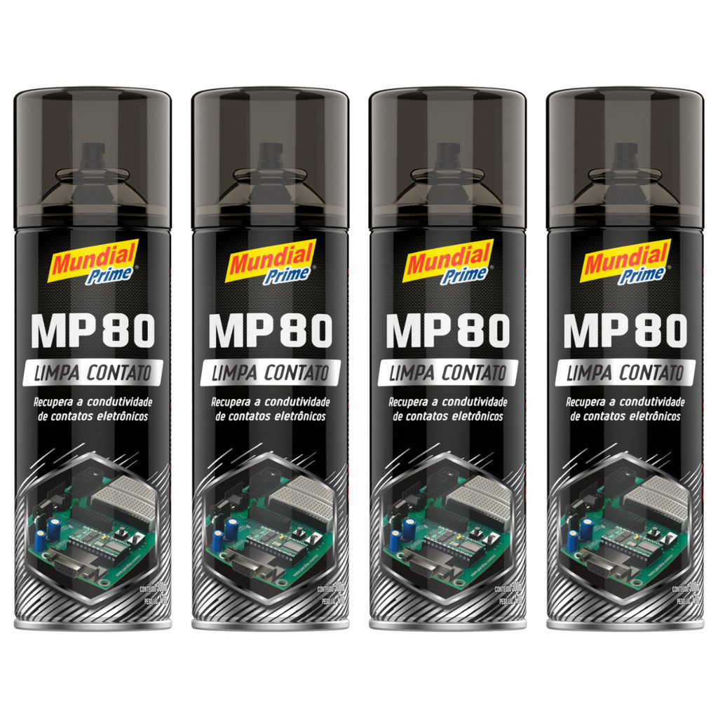 04 Limpa Contatos MP80 300ml Spray Circuitos Elétricos Eletrônicos Automotivo Informática Celulares