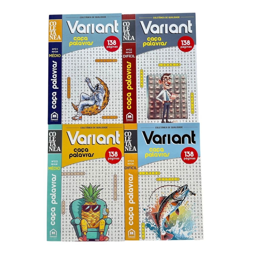 Kit 4 Livros Coletânea Variant Caça Palavras Médio E Difícil