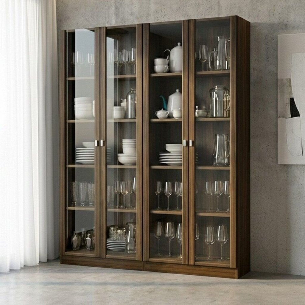 Kit 2 Cristaleiras Multiuso com 4 Portas de Vidro e 8 Prateleiras em Oferta na Shopee