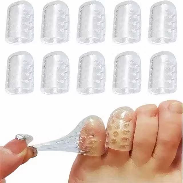 10 Pares - Protetor De Dedos Dos Pés Silicone Transparente Dedeira Respirável