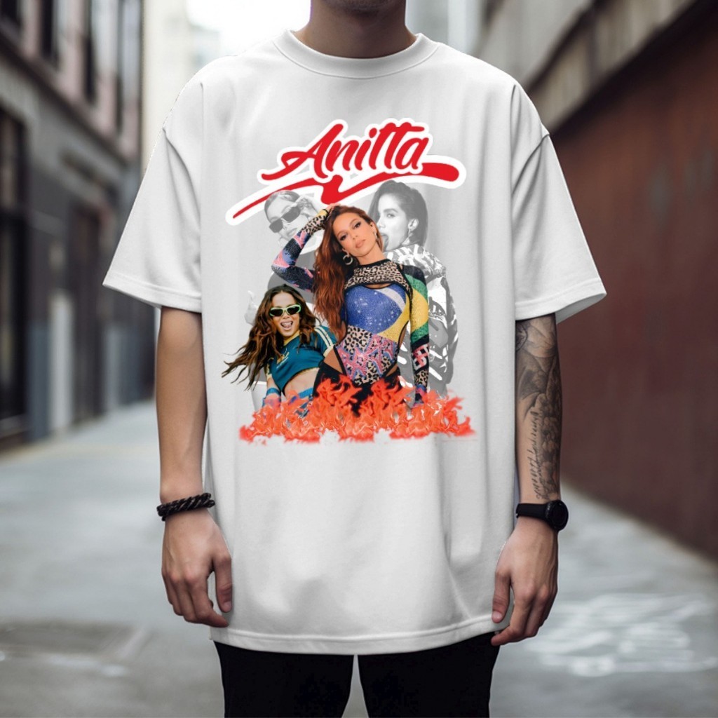 Camiseta Camisa Blusa Unissex Algodao Cantora Anitta Funk Lgbt Oferta Street wear style Novo