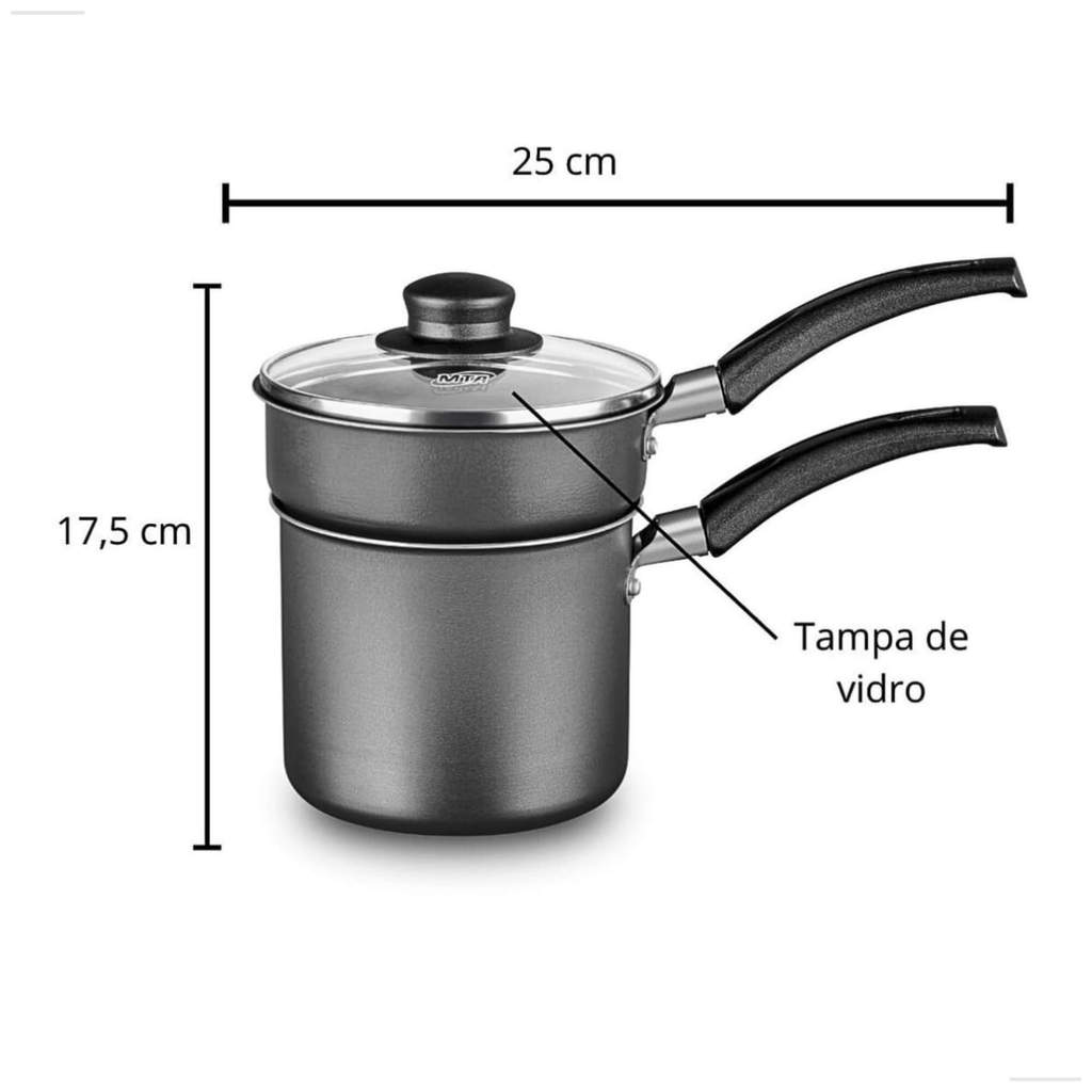 Cuscuzeira Antiaderente 12cm 2 em 1 com Tampa de Vidro (Escolha) — imagem 2 de 2