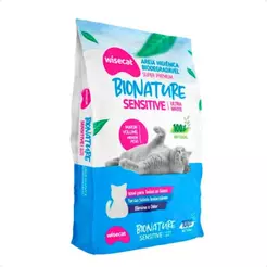 Areia Gato Wisecat Bionature Fina 2kg - Ultra Absorção, Sem Poeira e Torrão Firme