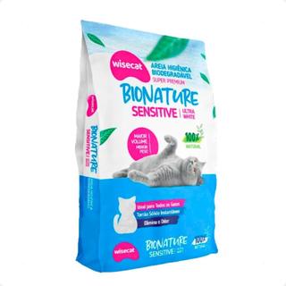 Areia Gato Wisecat Bionature Fina 2kg - Ultra Absorção, Sem Poeira e Torrão Firme