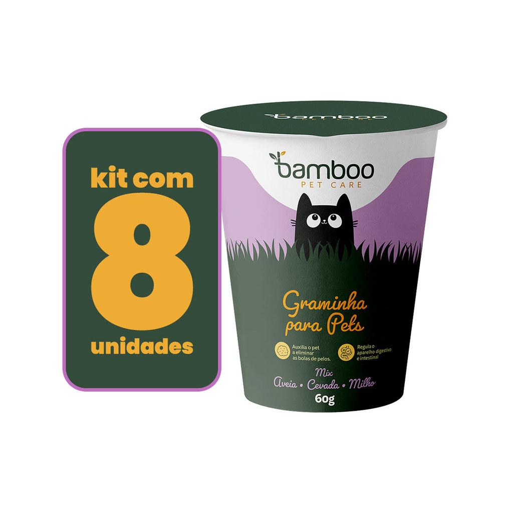 Kit 8 Graminha para Gatos Mix - Eliminação De Bolas De Pelo