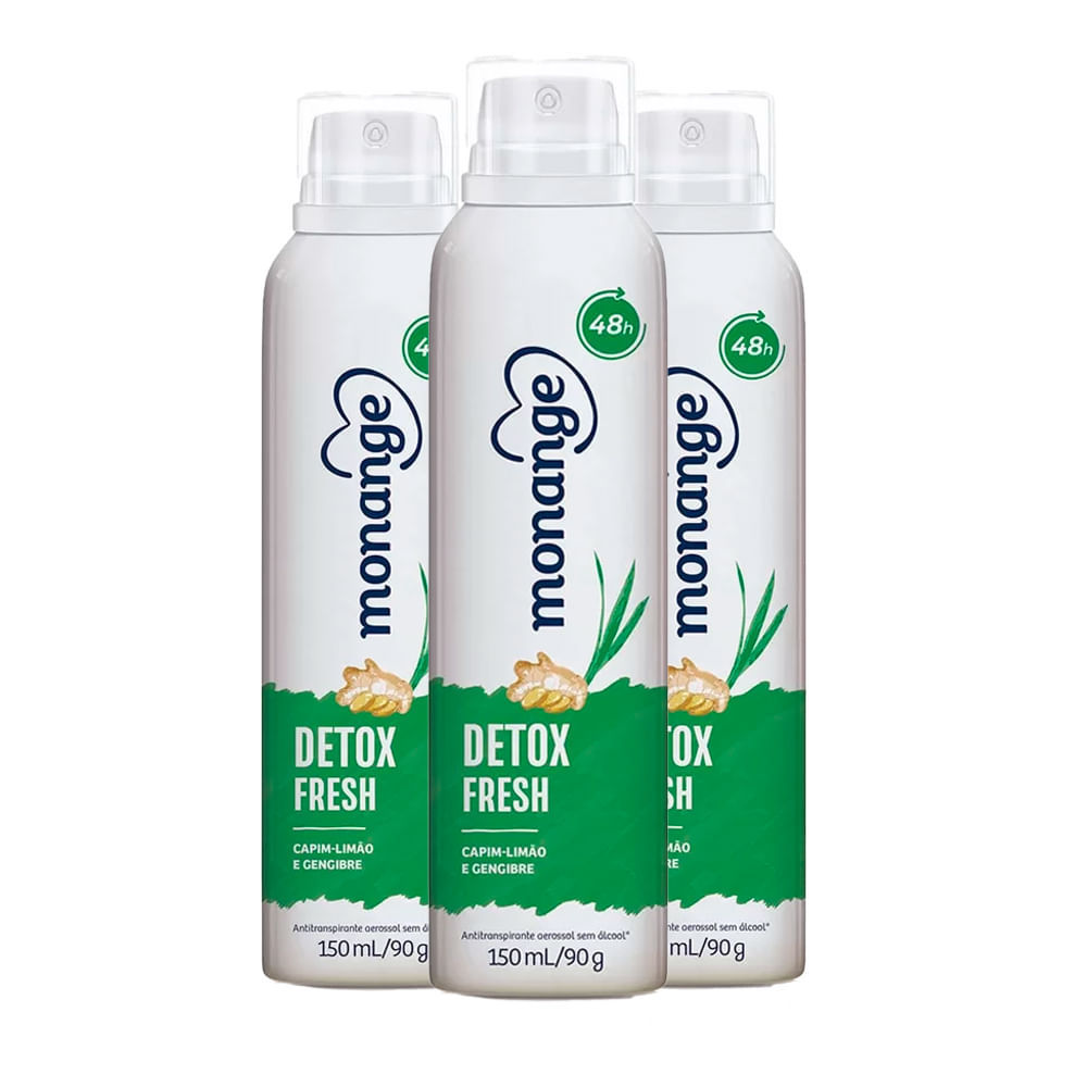 Kit Desodorante Aerosol Monange Detox - 90g - 3 unidades em Oferta na Shopee