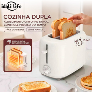 Torradeira Elétrica 600W 6 Níveis de Torra Compacta Design Moderno 2 Fatias Branco IDALI LIFE em Oferta na Shopee