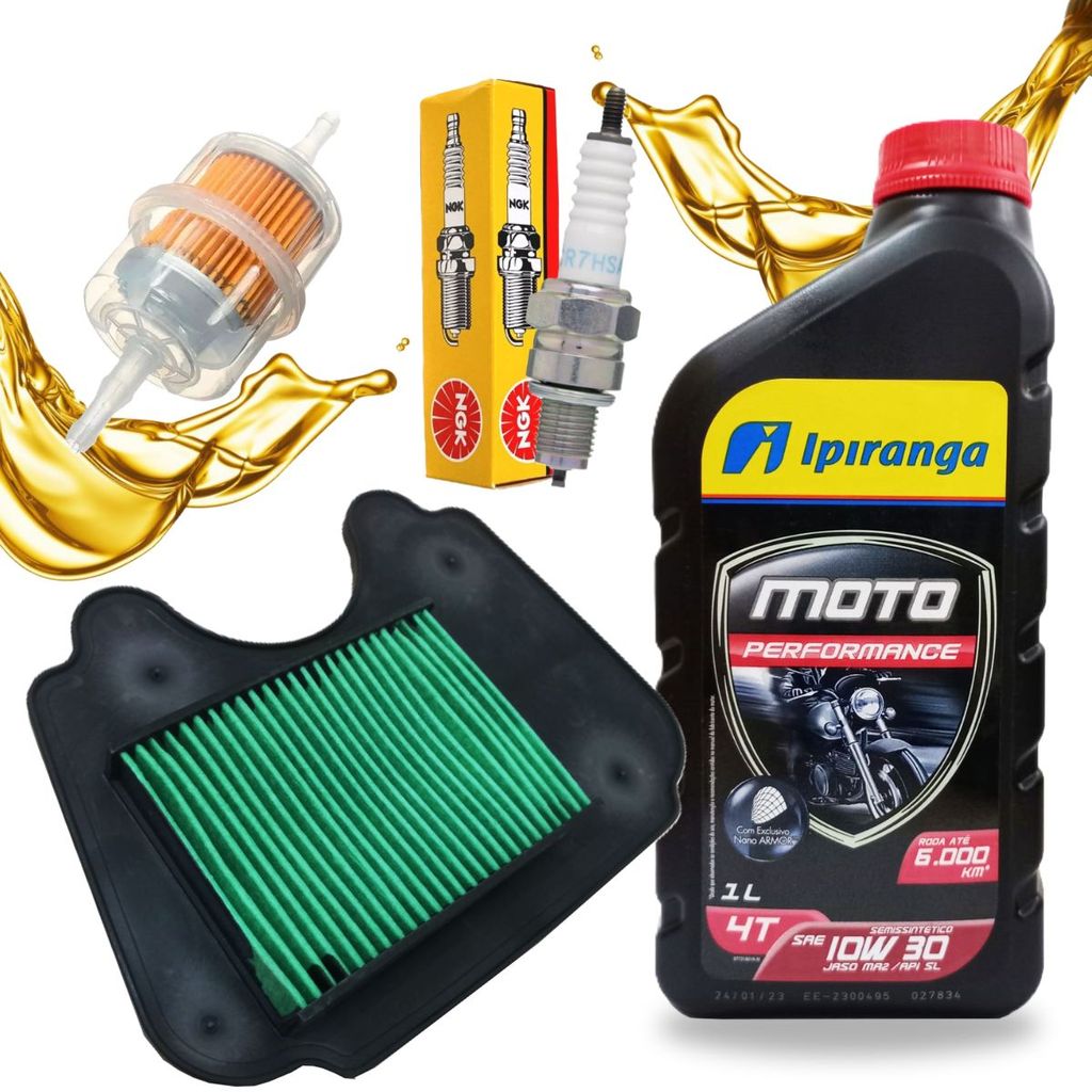 Kit Revisão Biz 100 2012-2015 Troca Óleo 10w30 Filtros e Vela Ngk em Oferta na Shopee