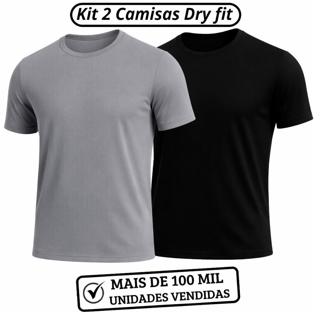 Kit 2 Camisas Dry fit Masculino Academia Tecido Leve Musculação e Treino