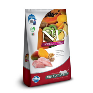 N&D  Tropical para Gatos Adultos de Todas as Raças Sabor Frango, Cereais e Frutas Tropicais 1,5Kg em Oferta na Shopee