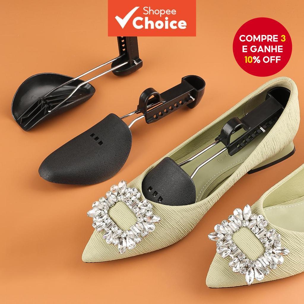  (Preto) (Feminino) Par de Expansores de Sapato Ajustáveis Unissex Modelador Expansor Árvore de Sapato